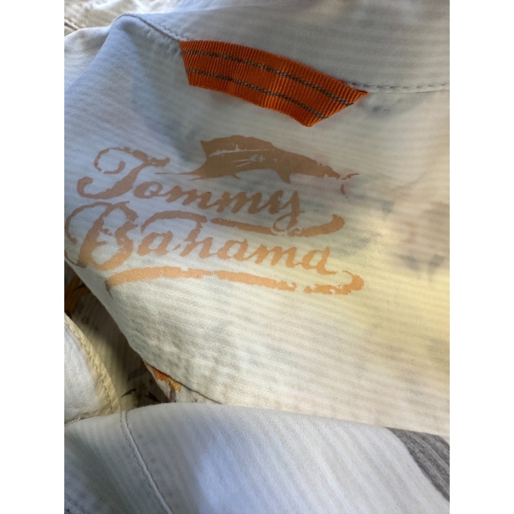 Tommy Bahama Orchid Floral Stripe Cotton Silk Shirt Men XL Ivory Hawaiian Resort - Picture 4 of 11
